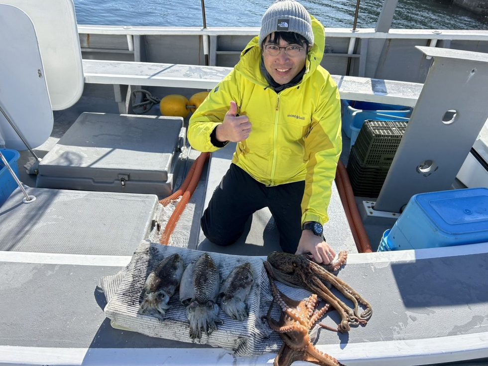 コウイカ、大型タコも2杯!最高ですね