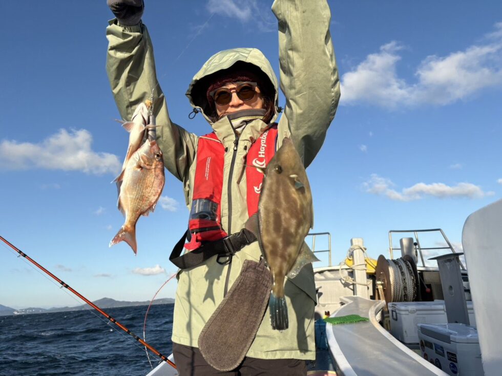 小鯛、ウマヅラハギでタブル！